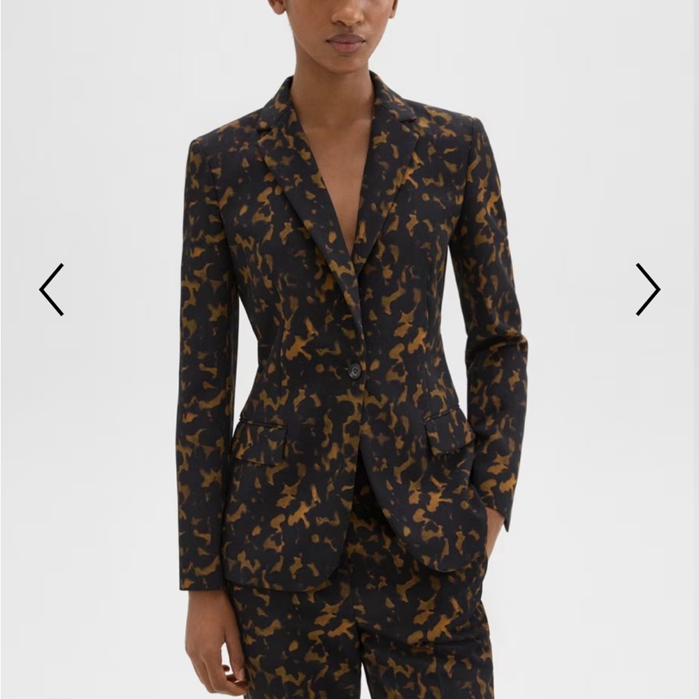 Theory Staple Blazer in Tortoiseshell Printed Crepe NWOT Size 00